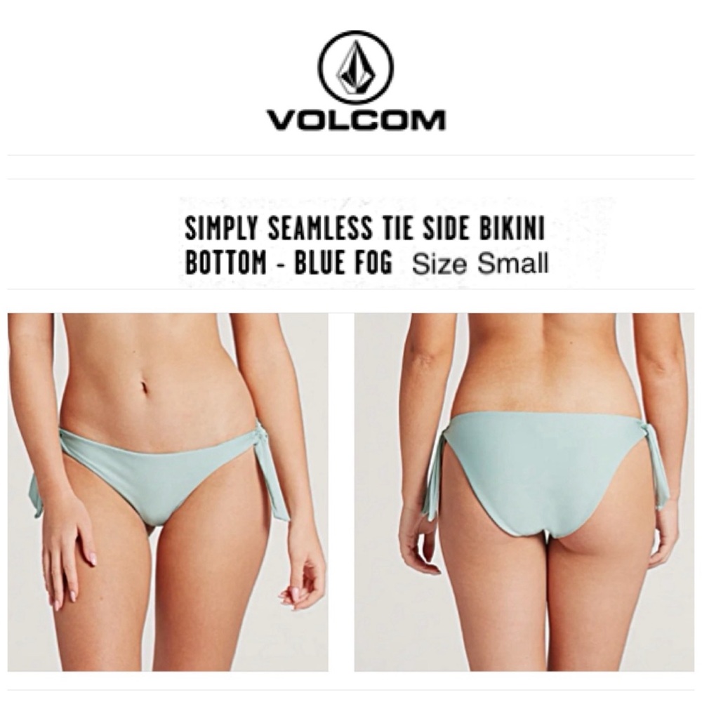 NWT S VOLCOM BIKINI Simply Seamless Tie-Side Bottoms BLUE FOG Small SOLD OUT